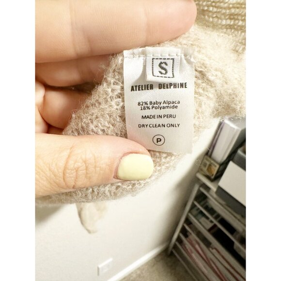 Atelier Delphine Henrietta Top Dolman Sleeve Mock Neck Baby Alpaca Latte Small - Picture 4 of 5